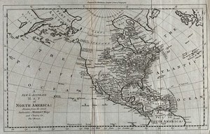 view North and Central America and the Pacific and Atlantic Oceans: map. Engraving, ca. 1777.