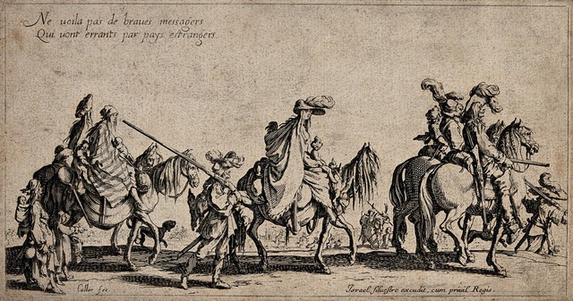 Travelling gypsies. Etching with engraving by Jacques Callot.