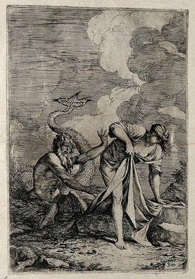 Glaucus and Scylla. Etching by S. Rosa.