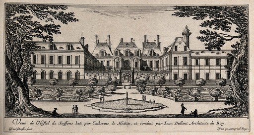 The Hôtel de Soissons in Paris. Etching by I. Silvestre.
