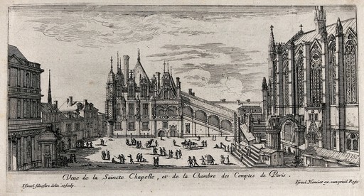 The Sainte Chapelle and the Chambre des Comptes in Paris. Etching by Israel Silvestre.