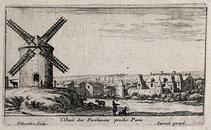 view The Porcherons near Paris. Etching by I. Silvestre.