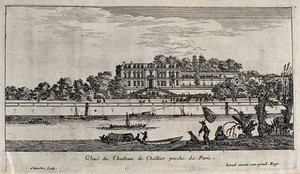 view The castle of Chaillot near Paris. Etching by I. Silvestre.