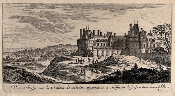 The castle at Meudon near Paris. Etching.