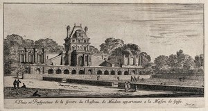 view The grotto of the castle at Meudon near Paris. Etching.