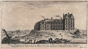 view The castle at Saint Maur near Paris. Etching.