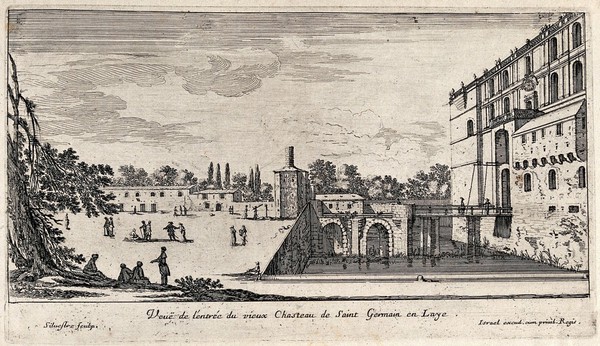 The entrance of the old castle at St. Germain en Laye. Etching by I. Silvestre.