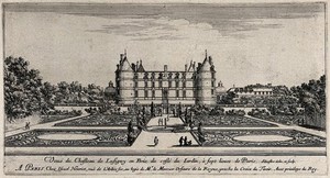 view The castle at Lusigny en Brie near Paris. Etching by I. Silvestre.