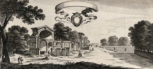 view Parts of the gardens at Fontainebleau. Etching by Perelle.