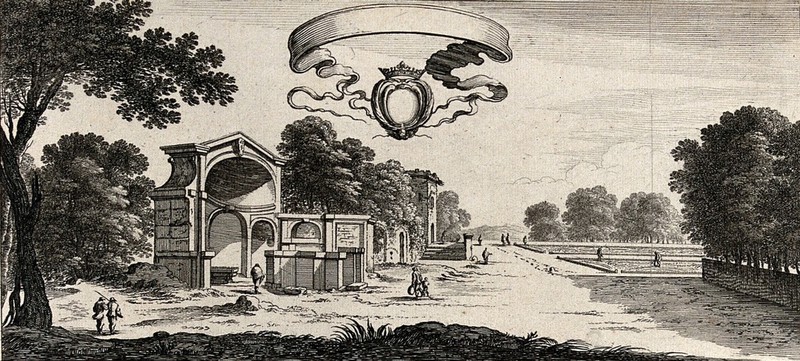 Parts of the gardens at Fontainebleau. Etching by Perelle., by Adam Pérelle