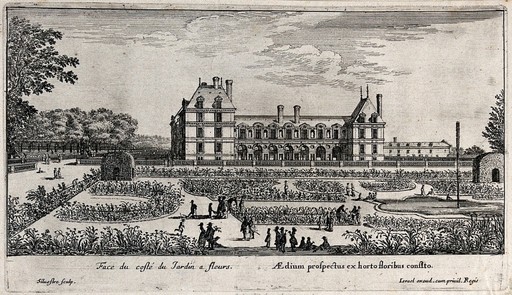 The castle of Liencourt seen from the flower gardens. Etching by I. Silvestre.