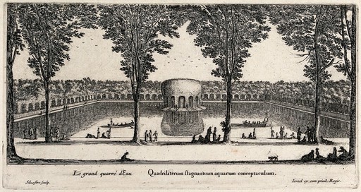 The Grand Carre ́d'Eau at Liencourt. Etching by I. Silvestre.