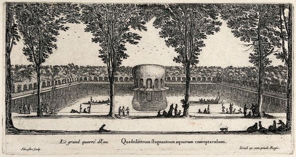 The Grand Carré d'Eau at Liancourt. Etching by I. Silvestre.