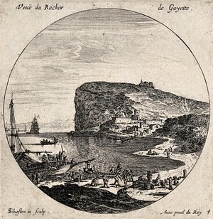 view The Rock in Gayette, Rocher de Gayette. Etching by I. Silvestre.