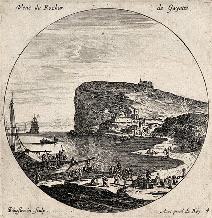 The Rock in Gayette, Rocher de Gayette. Etching by I. Silvestre.