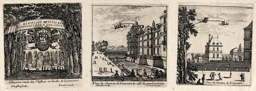 The garden at Liencourt. Etching by I. Silvestre.