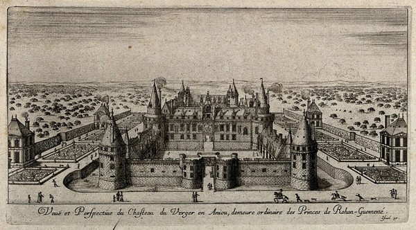 The Château du Verger in Anjou. Etching.