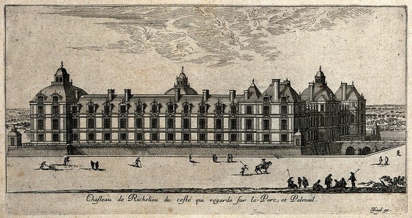 The Château Richelieu and its park in Poitou. Etching.