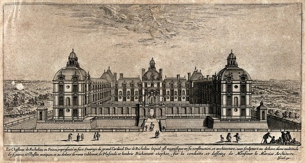 The castle of Cardinal Richelieu in Poitou. Etching.