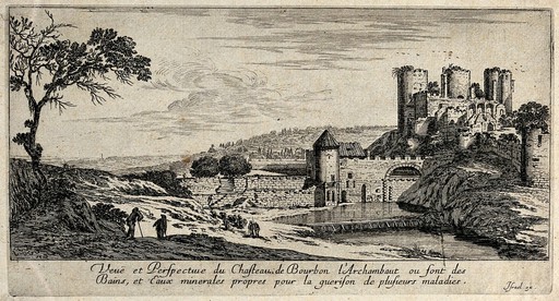 The castle of Bourbon l'Archambout. Etching.