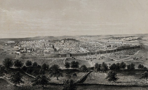 Jerusalem. Chromolithograph by H. Clerget after François Edmond Pâris, 1862.