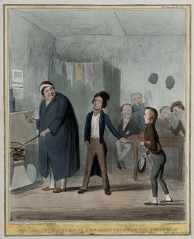 "The Artful Dodger" the Marquess of Normanby, Lord-Lieutenant of Ireland, introduces "Oliver" Lord Morpeth, Irish Secretary, to "Fagin" Daniel O'Connell. Coloured lithograph by H.B. (John Doyle), 1839.