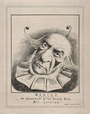 view William Gladstone as a clown. Lithograph by "Karl Goethe", ca. 1880.