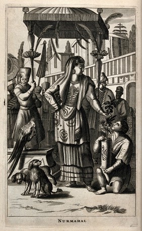 The Empress Nūr Jahān, consort of Emperor Jahangir. Engraving, 1672.