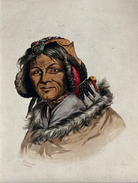 Head of a woman of Simla. Watercolour by R. Clint, 1866.