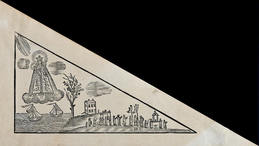 Belgium: a procession in honour of the Virgin as protectress of seafarers. Engraving, ca. 191-.