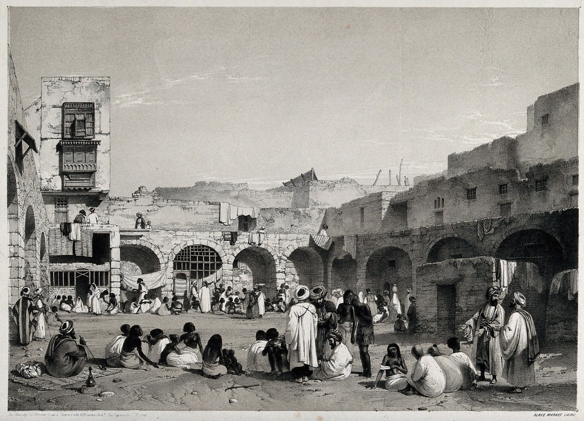 The slave market in Cairo. Lithograph by J.C. Bourne after O.B. Carter
