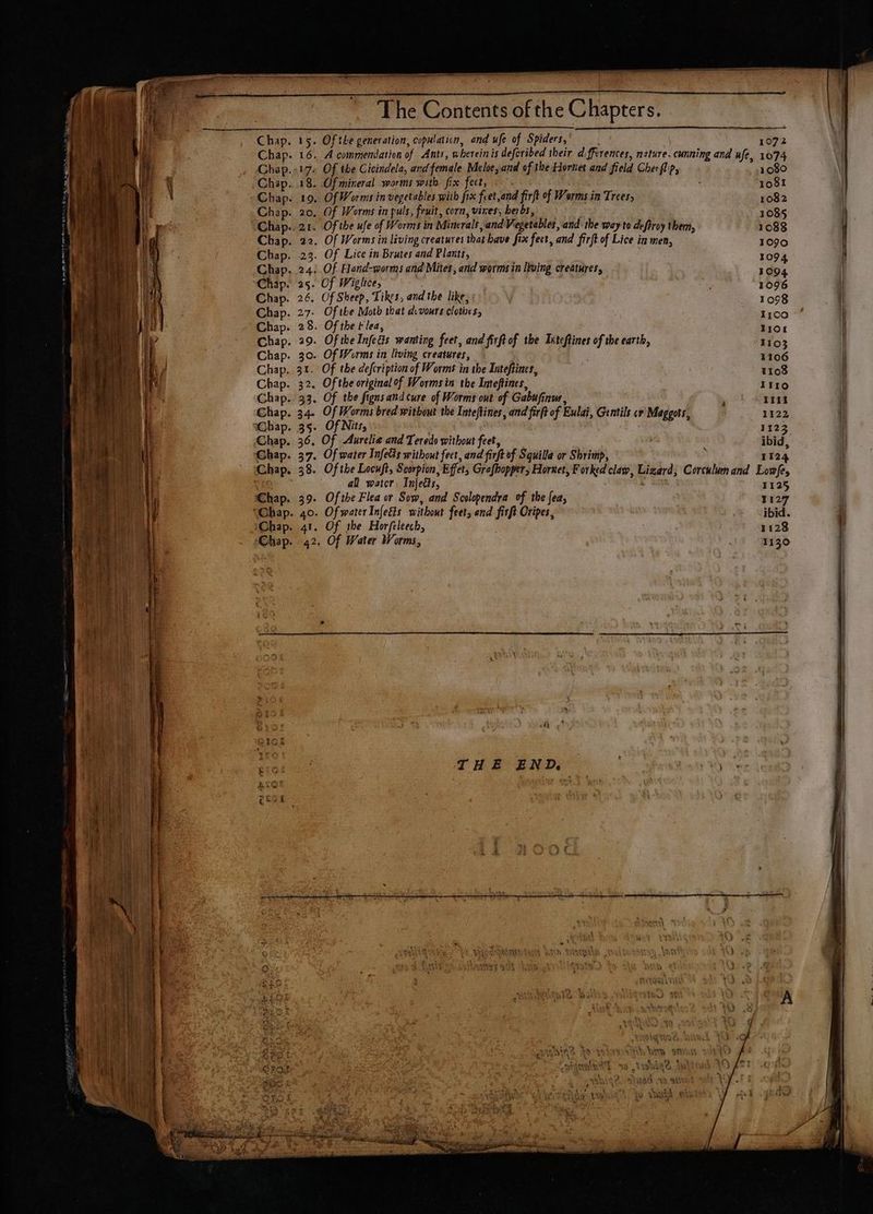 c mere yam m A ET TERI aln rmm neos ns ff ALLELE On i & - TRU TT ————— ———— = - * The Contents ofthe Chapters. Chap. 15. Of tbe generation, copulation, and ufe of Spiders, 1072 Chap. 16. A commendation of Ants, v berein is deferibed their differences, nature, cunning and ufe, 1074 Chap. «17. Of the Cicindela, and female Meloe,and of the Hornet and field Cheefl'p, 1.080 Chap. 18. Of mineral worms with. fix feet, : Vest Chap. 19. Of Worms in vegetables with fix feet and firft of Worms in Trees, 1082 Chap. 20. Of Worms in puls, fruit, corn, vines, berbs, 1085 Chap.. 21. Of the ufe of Worms in Minerals, and Vegetables, and the way to deftroy them, 1083 Chap. 22. Of Worms in living creatures that bave fix feet, and firft of Lice ia men, 1090 Chap. 23. Of Lice in Brutes and Plants, 1094 Chap. 24. Of Hand-worms and Mites, and worms in living creatures, 1094 Chap. 25. Of Wiglice, | 1096 Chap. 26. Of Sheep, Tikes, and the like, 1098 Chap. 27. Of the Moth that d.vours clothes, 1100 Chap. 28. Of the Flea, iot Chap. 29. OftbeInfetis wanting feet, and firft of the Ixteftines of the earth, 1103 Chap. 30. Of Worms in living creatures, 1106 Chap. 31. Of the defcription of Worms in the Inteftines, i108 Chap. 32. Ofthe original of Wormsin tbe Inteftines, IIIO Chap. 33. Of tbe ftgns and cure of Worms out of Gabufinus, III Chap. 34. Of Worms bred without the Intefliner, and firft of Eulai, Gentils cr Maggots, 1122 ‘Chap. 3 5: Of Nits, I 123 Chap. 36. Of Aurelie and Teredo without feet, ibid, Ghap. 37. Of water Infetis without feet, and firft of Squilla or Shrimp, j 1124 Chap. 38. Of the Locuft, Scorpion, Effet, Grafhopper, Hornet, Forked claw, Lizard, Corculumand Lowfe, ‘ all water: In[edis, 1125 Chap. 39. Ofthe Flea or Sow, and Scolopendra of the fea, 1127 ‘Chap. 40. Of water Infegts without feet, and firft Oripes, ibid. Chap. 41. Of ihe Horfeleech, 1128 Chap. 42, Of Water Worms, 1130