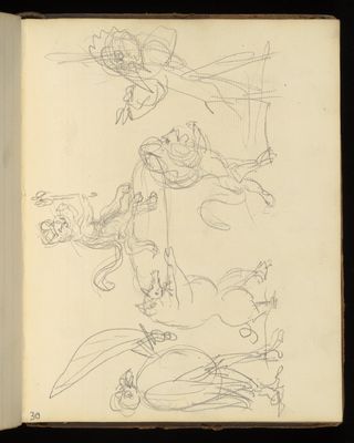 Emily M. Madden's cat Mouton. Drawings by Emily M. Madden, 1856-1859.