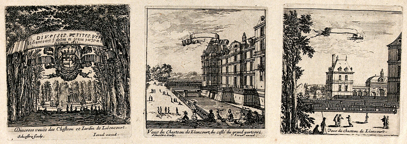 The castle at Liancourt. Etching by I. Silvestre.