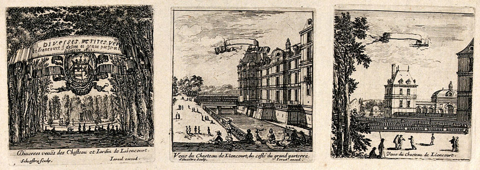 The castle at Liancourt. Etching by I. Silvestre.