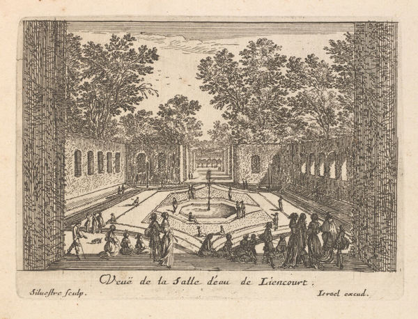 The Salle d'eau in the gardens at Liancourt. Etching by I. Silvestre.