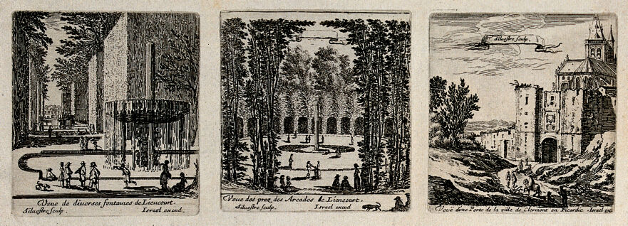 The Pré des Arcades at Liancourt. Etching by I. Silvestre.