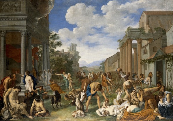 The plague of the Philistines at Ashdod. Oil painting by Pieter van Halen, 1661.