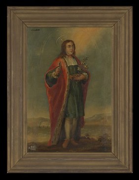 Saint Cosmas or Saint Damian. Oil painting by a Spanish painter (Granada), 18th century.