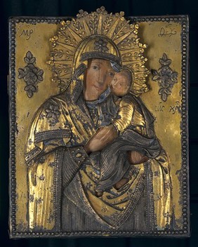 The Virgin and Child. Tempera painting.