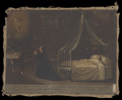 Antonio Abril, a child aged six years, being cured instantly after his mother had prayed to the Virgin, 1863. Oil painting, 1864.