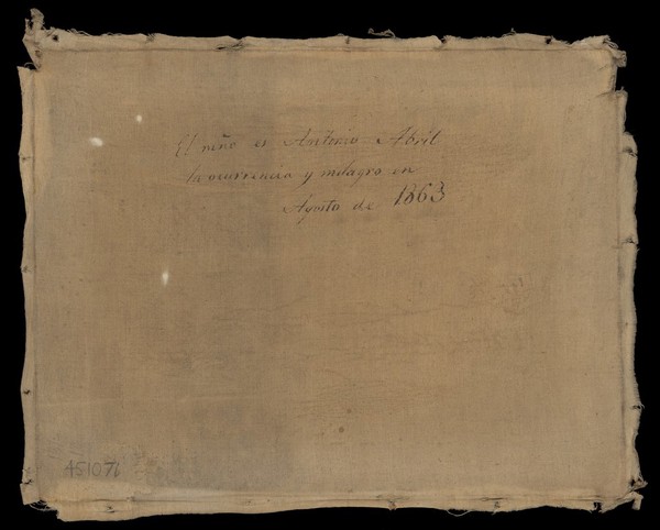 Antonio Abril, a child aged six years, being cured instantly after his mother had prayed to the Virgin, 1863. Oil painting, 1864.