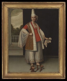 A Turkish woman. Oil painting by a French or Dutch (?) painter, 17th century.