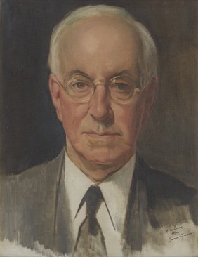 Sir Henry Hallett Dale (1878-1968), physiologist and chairman of the Wellcome Trust. Oil painting by "H. Wilson" (i.e. Helen Mary Graham Wilson, Mrs Rosenfield) after Sir James Gunn.