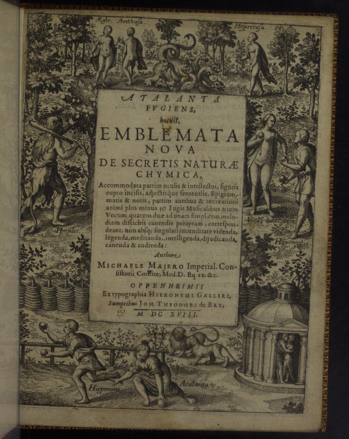 Atalanta fugiens (1618), portada grabada