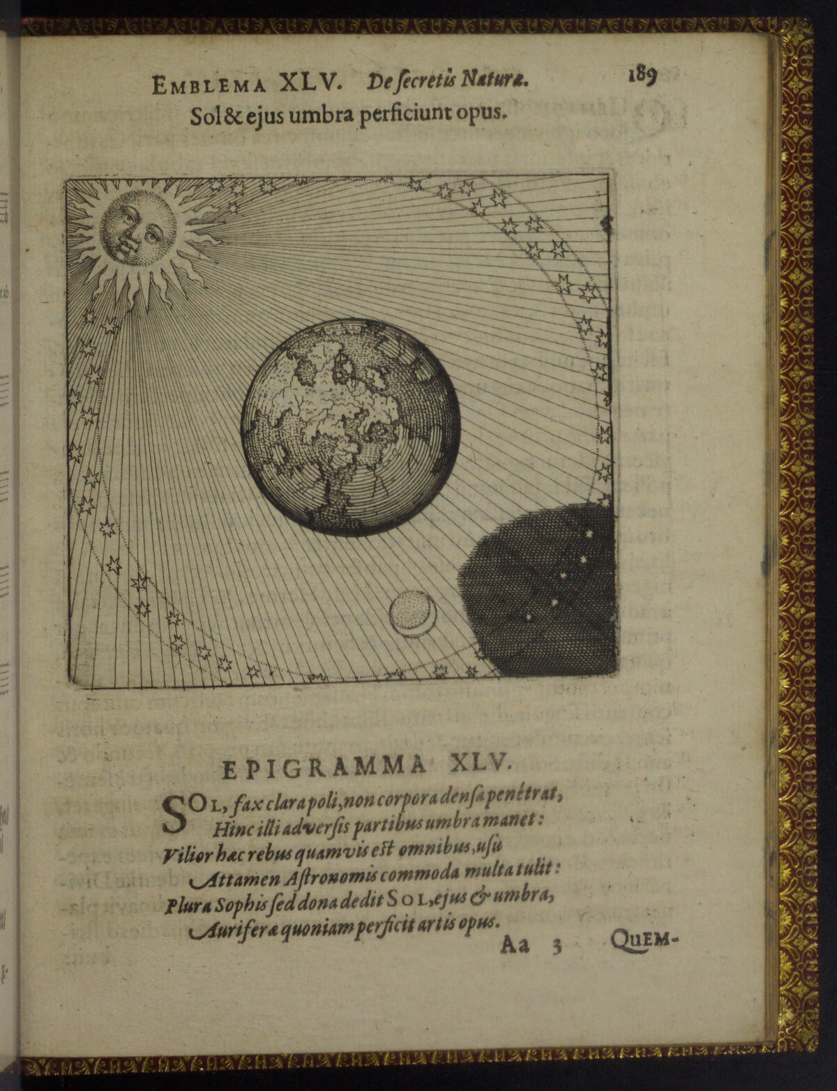 Emblema XLV · Sol et eius umbra perficiunt opus (p. 189)