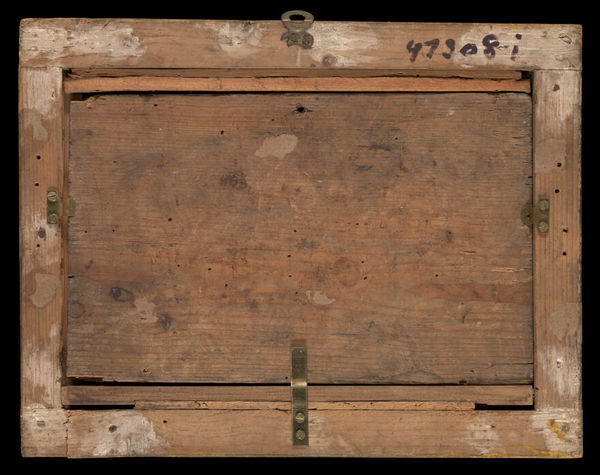 Votive picture: a boy falling under the wheel of an ox cart. Oil painting.