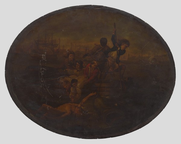 Brook Watson being attacked by a shark in Havana harbour, 1749. Oil painting after J.S. Copley.