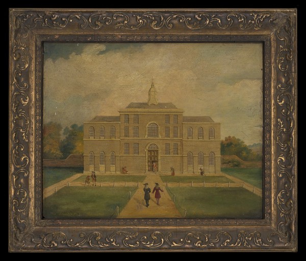 Saint Pancras smallpox hospital, London. Oil painting.