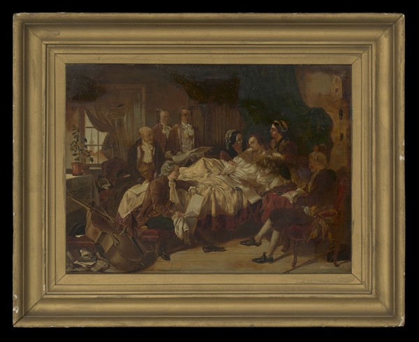The last moments of W.A. Mozart. Oil painting by or after H.N. O'Neil.